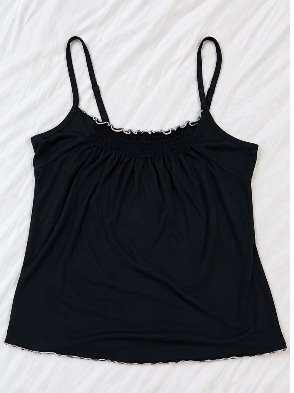 Personal Identity Black Ruffle Trim Cami Top – Size L